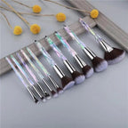 New Luxury Cosmic Color New Luxury Crystal Makeup Brushes Powder Foundation Eyeshadow Eyebrow Cosmetics for Face Fan Make Up Brush Set Stevvex