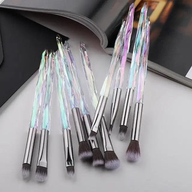 New Luxury Cosmic Color New Luxury Crystal Makeup Brushes Powder Foundation Eyeshadow Eyebrow Cosmetics for Face Fan Make Up Brush Set Stevvex