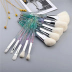 New Luxury Cosmic Color New Luxury Crystal Makeup Brushes Powder Foundation Eyeshadow Eyebrow Cosmetics for Face Fan Make Up Brush Set Stevvex