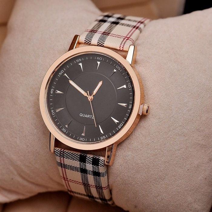 New Luxury Fashion Quartz Ladies Watch Plaid Clock Rose Gold Dial Dress Casual Wristwatch Analog Quartz Watches For Women Fashion Casual Wrist Watch Elegant Dress Watch For Womens Stevvex