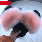 New Luxury Fluffy Slippers Indoor Warm Furry Fur Flip Flops Women Amazing Plush Slides Shoes Warm Comfortable Fuzzy Furry Slippers Indoor Cozy Memory Foam Anti-Slip Flip Flops Stevvex