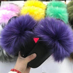 New Luxury Fluffy Slippers Indoor Warm Furry Fur Flip Flops Women Amazing Plush Slides Shoes Warm Comfortable Fuzzy Furry Slippers Indoor Cozy Memory Foam Anti-Slip Flip Flops Stevvex