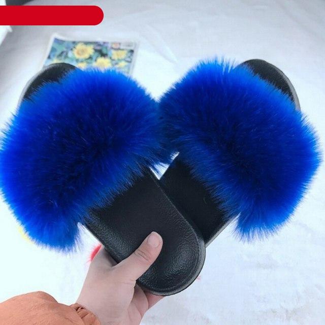 New Luxury Fluffy Slippers Indoor Warm Furry Fur Flip Flops Women Amazing Plush Slides Shoes Warm Comfortable Fuzzy Furry Slippers Indoor Cozy Memory Foam Anti-Slip Flip Flops Stevvex