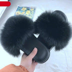 New Luxury Fluffy Slippers Indoor Warm Furry Fur Flip Flops Women Amazing Plush Slides Shoes Warm Comfortable Fuzzy Furry Slippers Indoor Cozy Memory Foam Anti-Slip Flip Flops Stevvex