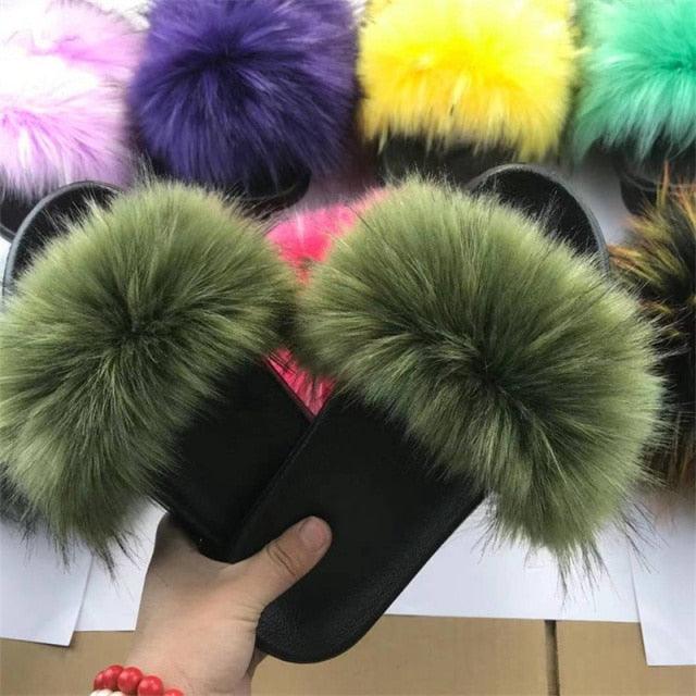 New Luxury Fluffy Slippers Indoor Warm Furry Fur Flip Flops Women Amazing Plush Slides Shoes Warm Comfortable Fuzzy Furry Slippers Indoor Cozy Memory Foam Anti-Slip Flip Flops Stevvex
