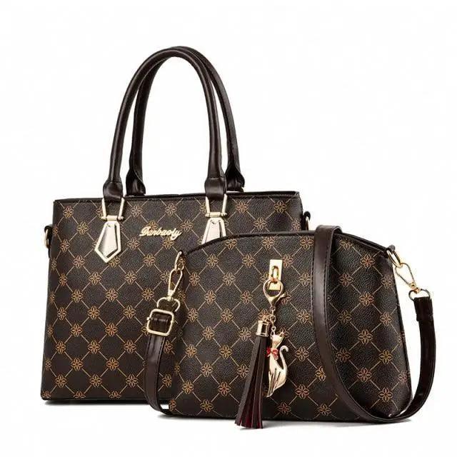 New Luxury Leather Bags Set 2 Pcs Handbag For Women And Girls Stylish Shoulder Gift Bag For Females Stevvex