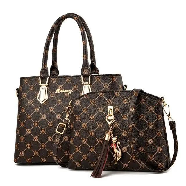New Luxury Leather Bags Set 2 Pcs Handbag For Women And Girls Stylish Shoulder Gift Bag For Females Stevvex