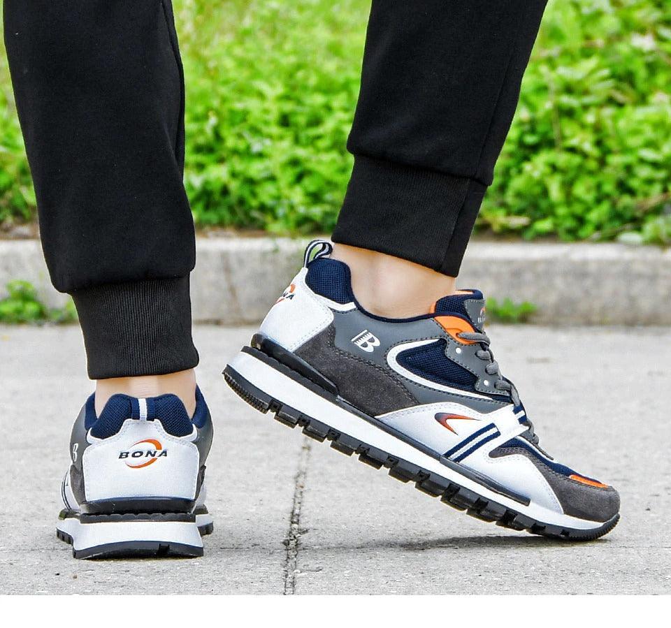 New Luxury Leather Sport Shoes Man Sneakers Running Shoes Men Tennis Male Walking Footwear Trendy Fitness Casual Mens Comfortable Walking Mans Trendy Slip On Sport Sneakers Stevvex