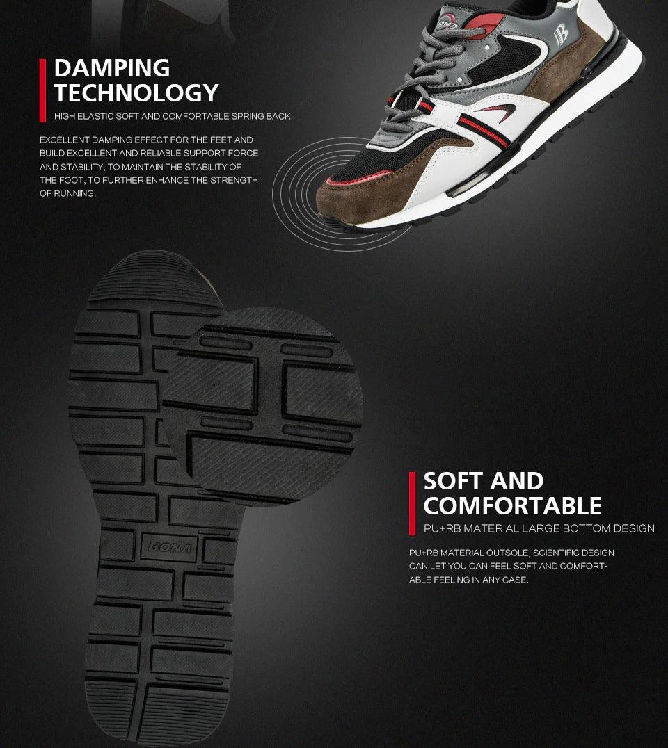 New Luxury Leather Sport Shoes Man Sneakers Running Shoes Men Tennis Male Walking Footwear Trendy Fitness Casual Mens Comfortable Walking Mans Trendy Slip On Sport Sneakers Stevvex