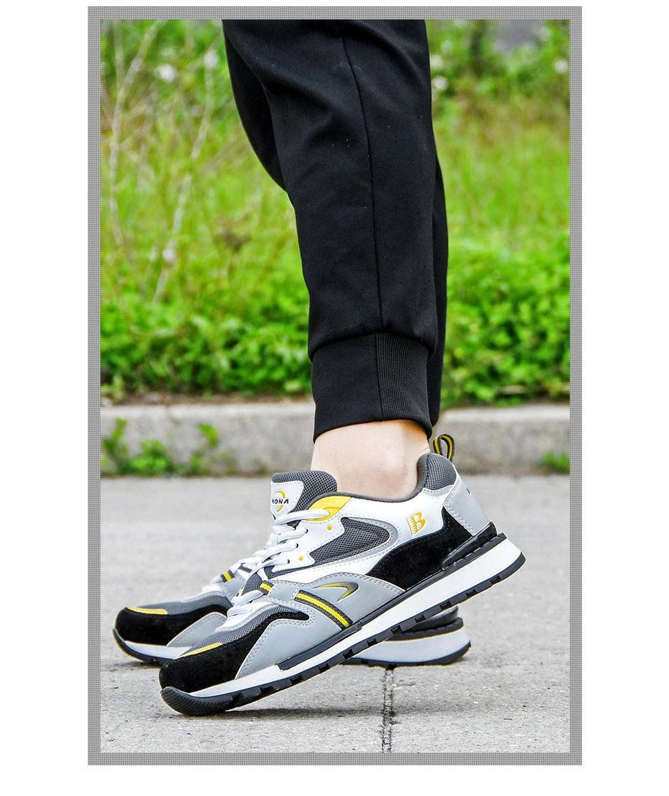 New Luxury Leather Sport Shoes Man Sneakers Running Shoes Men Tennis Male Walking Footwear Trendy Fitness Casual Mens Comfortable Walking Mans Trendy Slip On Sport Sneakers Stevvex