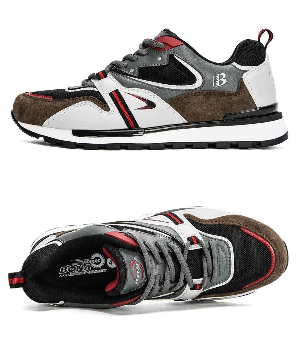 New Luxury Leather Sport Shoes Man Sneakers Running Shoes Men Tennis Male Walking Footwear Trendy Fitness Casual Mens Comfortable Walking Mans Trendy Slip On Sport Sneakers Stevvex