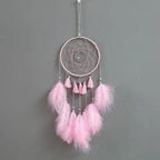 New Luxury Original Silver Gray Dream Catcher 2 Ring Feather Hanging Art Gifts To Bestie Friends Creative Valentine's Day Gifts Stevvex