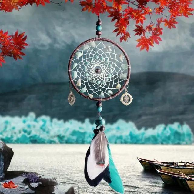 New Luxury Original Silver Gray Dream Catcher 2 Ring Feather Hanging Art Gifts To Bestie Friends Creative Valentine's Day Gifts Stevvex