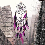 New Luxury Original Silver Gray Dream Catcher 2 Ring Feather Hanging Art Gifts To Bestie Friends Creative Valentine's Day Gifts Stevvex