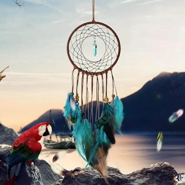 New Luxury Original Silver Gray Dream Catcher 2 Ring Feather Hanging Art Gifts To Bestie Friends Creative Valentine's Day Gifts Stevvex