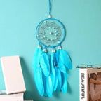 New Luxury Original Silver Gray Dream Catcher 2 Ring Feather Hanging Art Gifts To Bestie Friends Creative Valentine's Day Gifts Stevvex