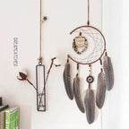 New Luxury Original Silver Gray Dream Catcher 2 Ring Feather Hanging Art Gifts To Bestie Friends Creative Valentine's Day Gifts Stevvex