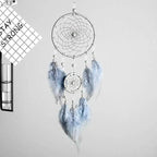New Luxury Original Silver Gray Dream Catcher 2 Ring Feather Hanging Art Gifts To Bestie Friends Creative Valentine's Day Gifts Stevvex