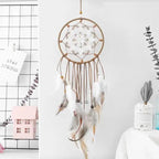 New Luxury Original Silver Gray Dream Catcher 2 Ring Feather Hanging Art Gifts To Bestie Friends Creative Valentine's Day Gifts Stevvex