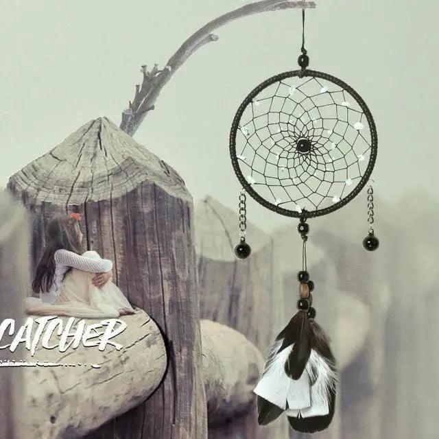 New Luxury Original Silver Gray Dream Catcher 2 Ring Feather Hanging Art Gifts To Bestie Friends Creative Valentine's Day Gifts Stevvex