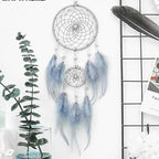 New Luxury Original Silver Gray Dream Catcher 2 Ring Feather Hanging Art Gifts To Bestie Friends Creative Valentine's Day Gifts Stevvex