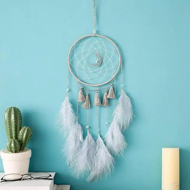 New Luxury Original Silver Gray Dream Catcher 2 Ring Feather Hanging Art Gifts To Bestie Friends Creative Valentine's Day Gifts Stevvex
