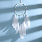 New Luxury Original Silver Gray Dream Catcher 2 Ring Feather Hanging Art Gifts To Bestie Friends Creative Valentine's Day Gifts Stevvex
