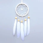 New Luxury Original Silver Gray Dream Catcher 2 Ring Feather Hanging Art Gifts To Bestie Friends Creative Valentine's Day Gifts Stevvex