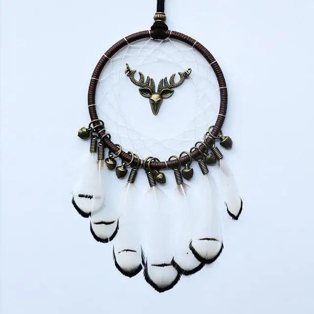 New Luxury Original Silver Gray Dream Catcher 2 Ring Feather Hanging Art Gifts To Bestie Friends Creative Valentine's Day Gifts Stevvex