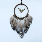 New Luxury Original Silver Gray Dream Catcher 2 Ring Feather Hanging Art Gifts To Bestie Friends Creative Valentine's Day Gifts Stevvex
