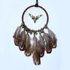 New Luxury Original Silver Gray Dream Catcher 2 Ring Feather Hanging Art Gifts To Bestie Friends Creative Valentine's Day Gifts Stevvex