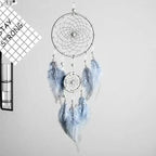 New Luxury Original Silver Gray Dream Catcher 2 Ring Feather Hanging Art Gifts To Bestie Friends Creative Valentine's Day Gifts Stevvex