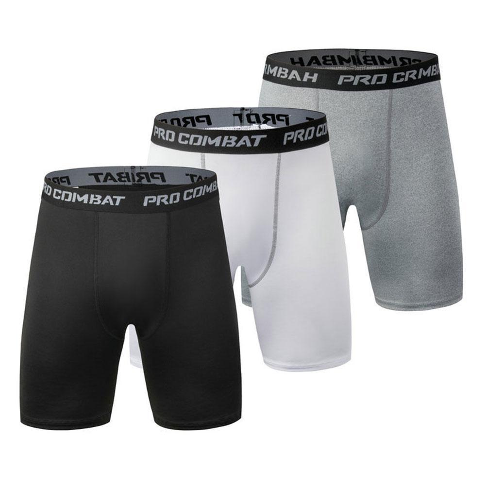 New Male Fitness Quick-Drying Tight Shorts Elastic Compression Leggings Training Pants Men Running Shorts Comfort Black Gray Mens Running Compression Pants Workout Cool Quick Dry Sports Shorts for Running Athletic Underwear Stevvex