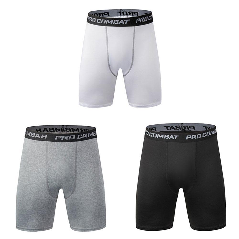 New Male Fitness Quick-Drying Tight Shorts Elastic Compression Leggings Training Pants Men Running Shorts Comfort Black Gray Mens Running Compression Pants Workout Cool Quick Dry Sports Shorts for Running Athletic Underwear Stevvex