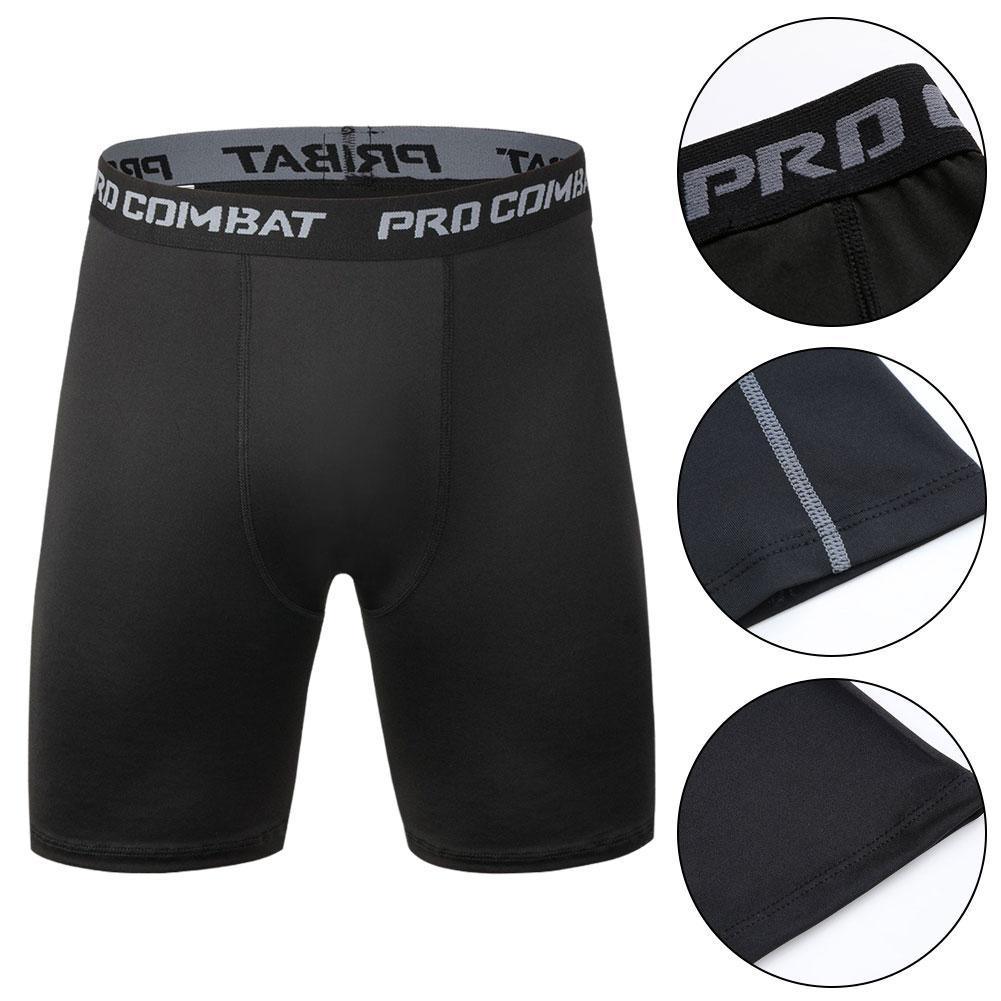 New Male Fitness Quick-Drying Tight Shorts Elastic Compression Leggings Training Pants Men Running Shorts Comfort Black Gray Mens Running Compression Pants Workout Cool Quick Dry Sports Shorts for Running Athletic Underwear Stevvex
