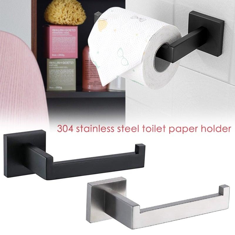 New  Matte Black Toilet Paper Holder Wall Mount Tissue Roll Hanger 304 Stainless Steel Bathroom Accessories Toilet Paper Holder Tissue Roll Holder Hanger Stainless Steel Matte Black Bathroom Lavatory Hardware Wall Mount 14.5cm Stevvex