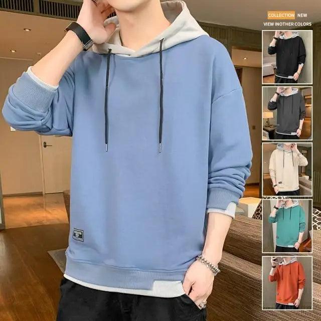 New Men Casual Sweatshirt Hoodies Male Solid Color Pullover Tops Spring Autumn Winter Pullover Floral Print Flannel Check Hoodie Autumn Jackets For Men Stevvex