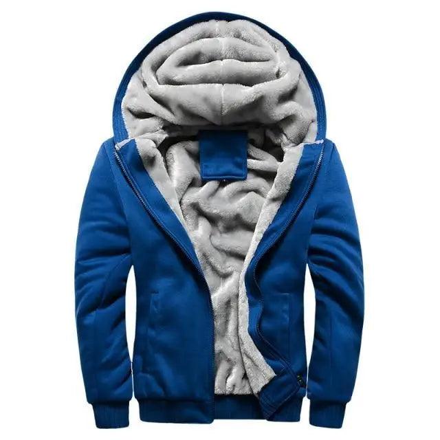 New Men Hoodies Winter Thick Warm Fleece Men Hoodies Coat Sportwear Male Streetwear Men Winter Warm Fleece Sweater Jacket Thick Padded Coat Hoodie Stevvex