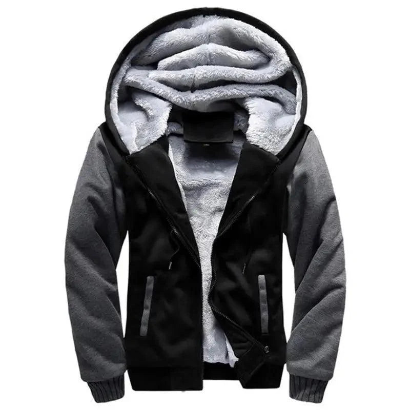 New Men Hoodies Winter Thick Warm Fleece Men Hoodies Coat Sportwear Male Streetwear Men Winter Warm Fleece Sweater Jacket Thick Padded Coat Hoodie Stevvex