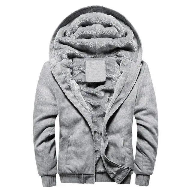 New Men Hoodies Winter Thick Warm Fleece Men Hoodies Coat Sportwear Male Streetwear Men Winter Warm Fleece Sweater Jacket Thick Padded Coat Hoodie Stevvex