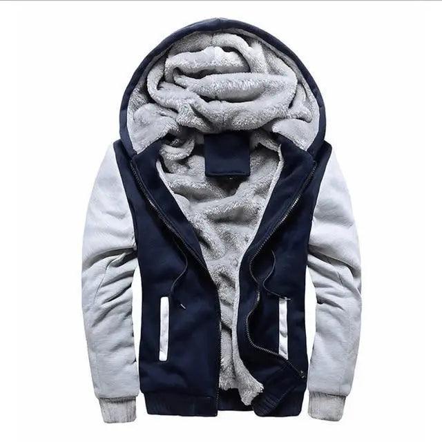 New Men Hoodies Winter Thick Warm Fleece Men Hoodies Coat Sportwear Male Streetwear Men Winter Warm Fleece Sweater Jacket Thick Padded Coat Hoodie Stevvex