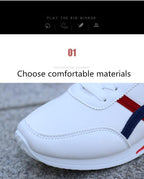 New Men's Fashion Leather Non-Slip White Casual Sports Round Toe Low-Top Comfortable Running High Quality Mens Casual Flat Footwear Classic White Mens Fashion Walking Sneakers
