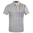New Men's Polo Shirt Men Soft Cotton Short Sleeve Shirt Nice Plus Size Modern Polo Shirt for Men Short Sleeve Slim Fit Summer Thin Shirt Men Polo Shirt Plaid Clothing