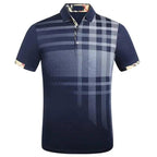 New Men's Polo Shirt Men Soft Cotton Short Sleeve Shirt Nice Plus Size Modern Polo Shirt for Men Short Sleeve Slim Fit Summer Thin Shirt Men Polo Shirt Plaid Clothing