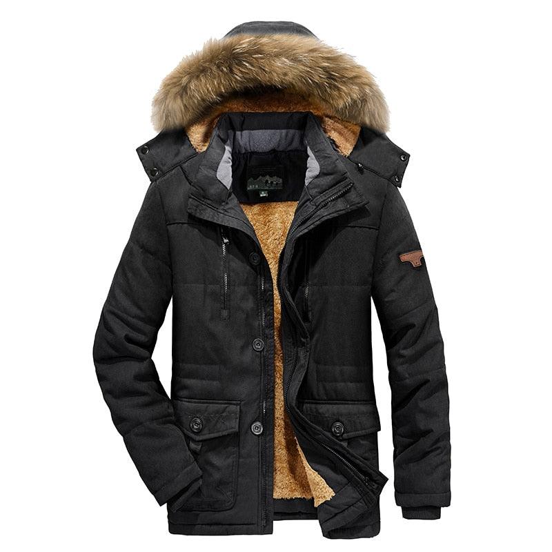 New Men's Thick Warm Waterproof Jacket Hooded Men Outdoor Jacket Men's Thick Casual Hooded Solid Color Outdoor Jacket Winter Cotton Jacket Men's Jacket With Multi-Pockets Stevvex