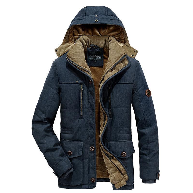 New Men's Thick Warm Waterproof Jacket Hooded Men Outdoor Jacket Men's Thick Casual Hooded Solid Color Outdoor Jacket Winter Cotton Jacket Men's Jacket With Multi-Pockets Stevvex