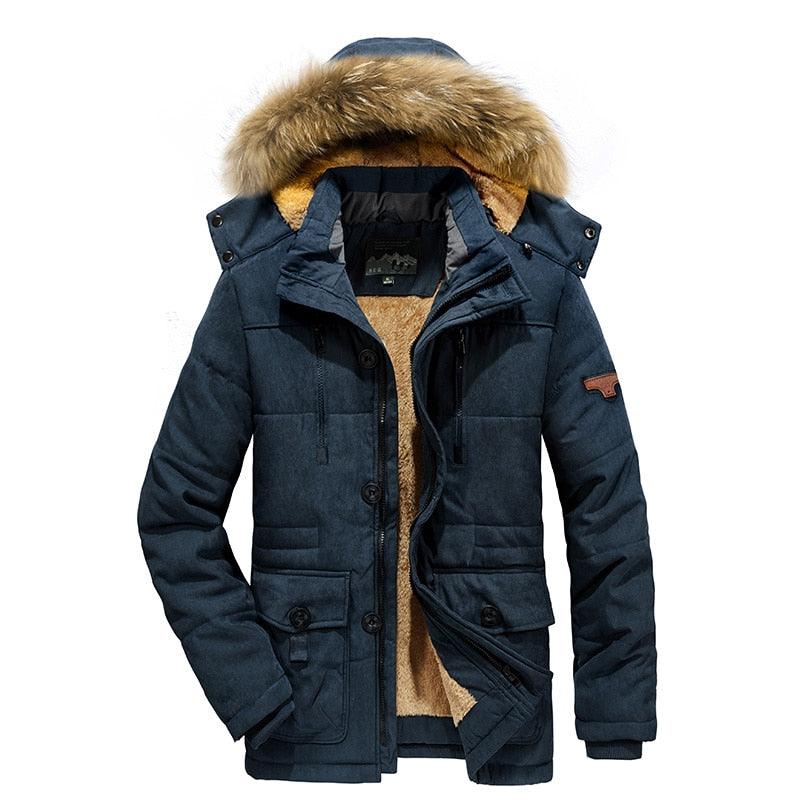 New Men's Thick Warm Waterproof Jacket Hooded Men Outdoor Jacket Men's Thick Casual Hooded Solid Color Outdoor Jacket Winter Cotton Jacket Men's Jacket With Multi-Pockets Stevvex