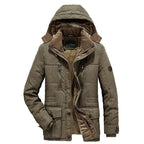 New Men's Thick Warm Waterproof Jacket Hooded Men Outdoor Jacket Men's Thick Casual Hooded Solid Color Outdoor Jacket Winter Cotton Jacket Men's Jacket With Multi-Pockets Stevvex