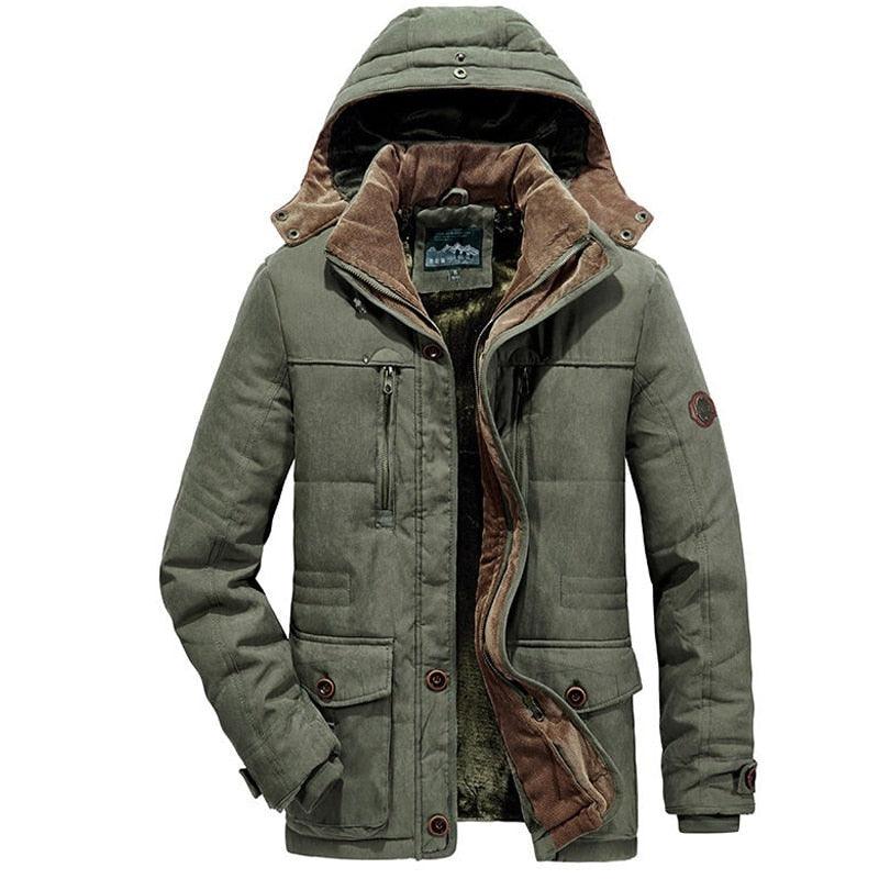 New Men's Thick Warm Waterproof Jacket Hooded Men Outdoor Jacket Men's Thick Casual Hooded Solid Color Outdoor Jacket Winter Cotton Jacket Men's Jacket With Multi-Pockets Stevvex