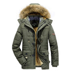 New Men's Thick Warm Waterproof Jacket Hooded Men Outdoor Jacket Men's Thick Casual Hooded Solid Color Outdoor Jacket Winter Cotton Jacket Men's Jacket With Multi-Pockets Stevvex